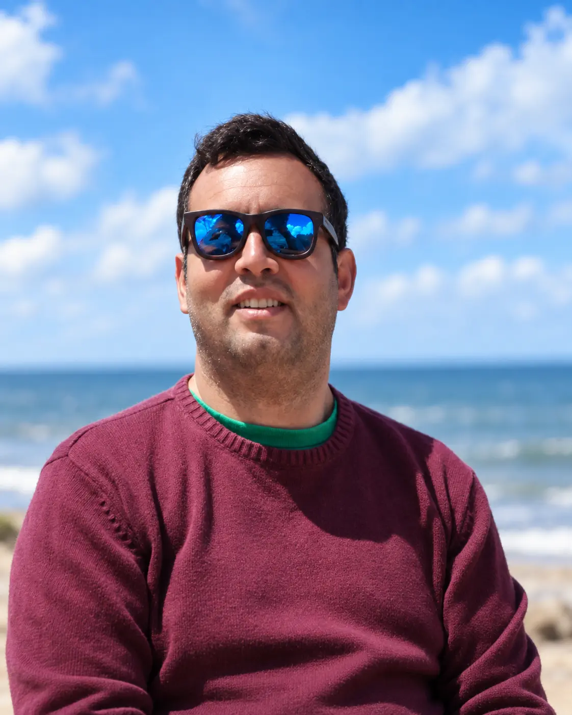 Guillermo Díaz en la costa uruguaya